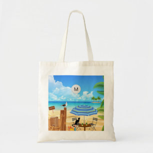 Bolsa Tote Monograma tropical ensolarado de praia de verão mo