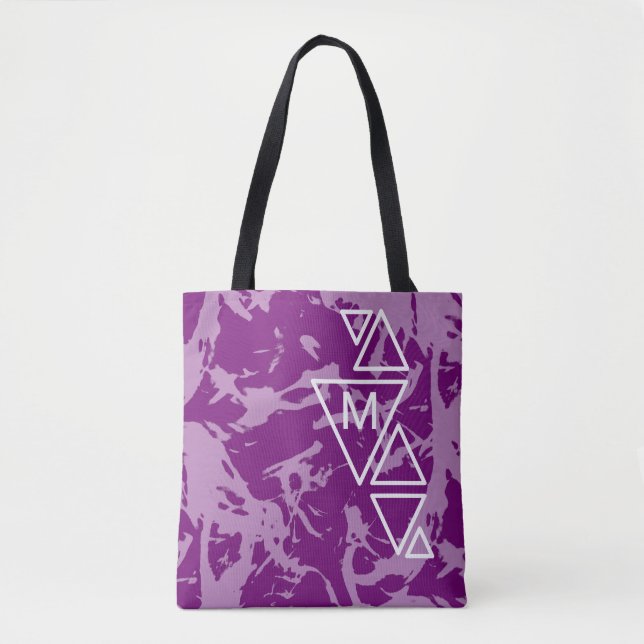 Bolsa Tote Monograma TS de Distorção Roxa (Frente)