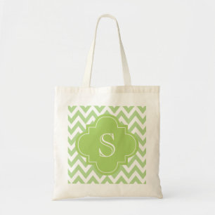 Bolsa Tote Monograma verde do marroquino de Chevron
