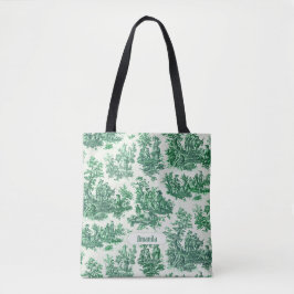 Bolsa Tote Monograma verde-floral de galhardetes