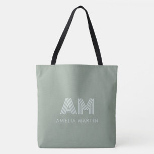 Bolsa Tote Monograma Verde Matcha Terroso Minimalista