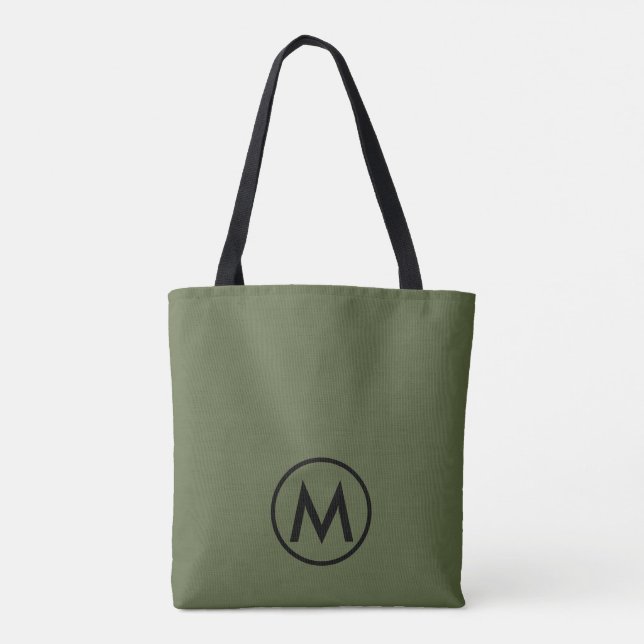 Bolsa Tote Monograma Verde Mínimo Moderno (Verso)
