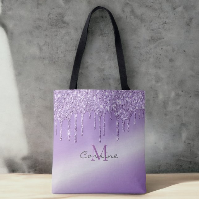 Bolsa Tote Monograma Violeta Roxo Derivado Metálico (Criador carregado)