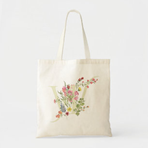 Bolsa Tote monograma W floral casamento primavera Chá de Noiv