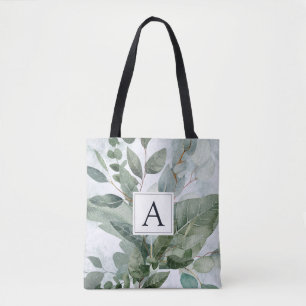 Bolsa Tote Monograma Watercolor Rústico Verde Oliva