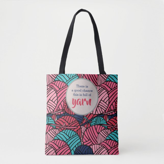 Bolsa Tote Monogramado - Bolas de Linha com Humor de Tricô (Frente)
