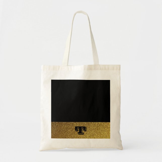 Bolsa Tote Monogramado preto e dourado (Frente)