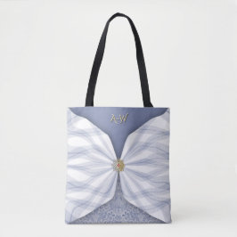 Bolsa Tote Monogramado Tot de Ilusão Têxtil Joia em Azul Empo