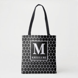 Bolsa Tote Monogramas Classic Serif BW Honeycomb