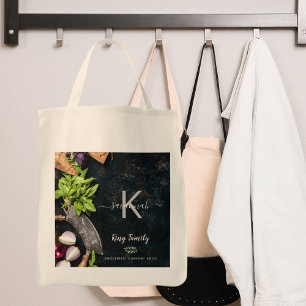 Bolsa Tote Monogramas de cozinhar vegitário rústico