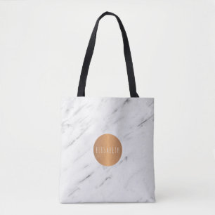 Bolsa Tote Monogramas geométricos de cobre branco