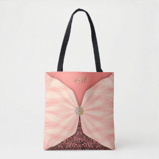 Bolsa Tote Monogrammed Blush Pink Jewel Textile Illusion