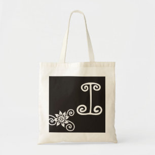 Bolsa Tote Monogrammed preto e branco