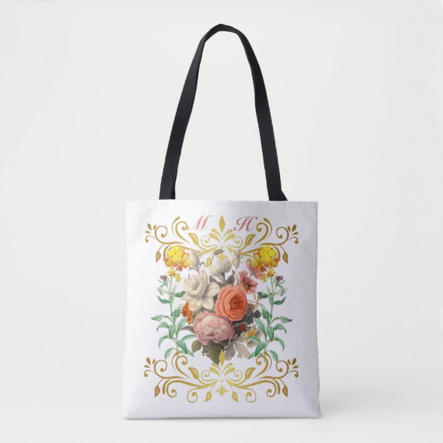 Bolsa Tote Monogramo English Garden Vintage Floral (Frente)