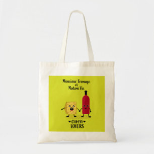 Bolsa Tote Monsieur Fromage e Madame Vin Cheesy amantes