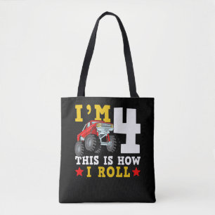 Bolsa Tote Monster Truck IM 4 É Assim Que Eu Rolo Aniversário