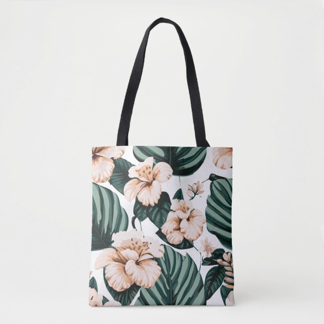 Bolsa Tote Monstera deixa hibisco (Frente)
