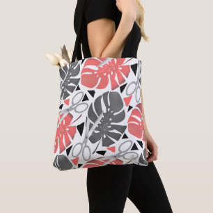 Bolsa Tote Monstera impressão tropical deixa tesoura exo sel