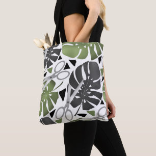 Bolsa Tote Monstera impressão tropical deixa tesoura exo selv