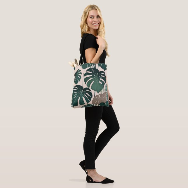 Bolsa Tote Monstera Verde Negrito Deixa A Selva Tropical (No(a) Modelo)