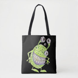 Bolsa Tote monstro alienígena verde de 4 olhos