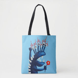 Bolsa Tote Monstro azul com flor