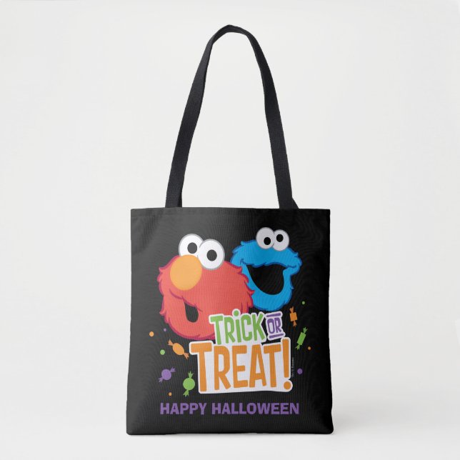Bolsa Tote Monstro de Biscoitos e Elmo - Truque ou Tratar (Frente)