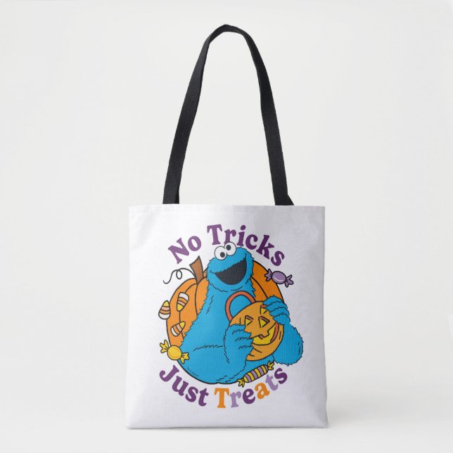 Bolsa Tote Monstro de cookies | Sem Truques Apenas Tratamento (Frente)