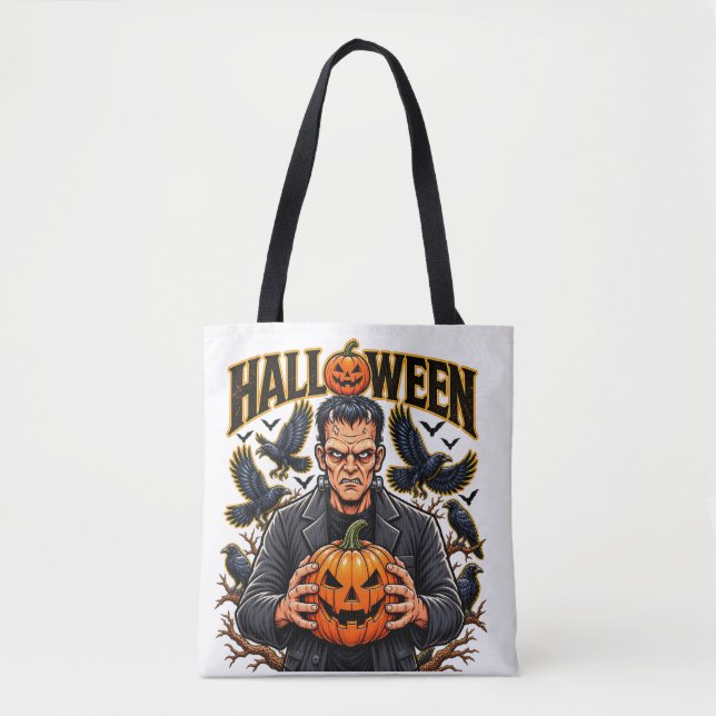 Bolsa Tote Monstro de Frankenstein do Halloween (Frente)