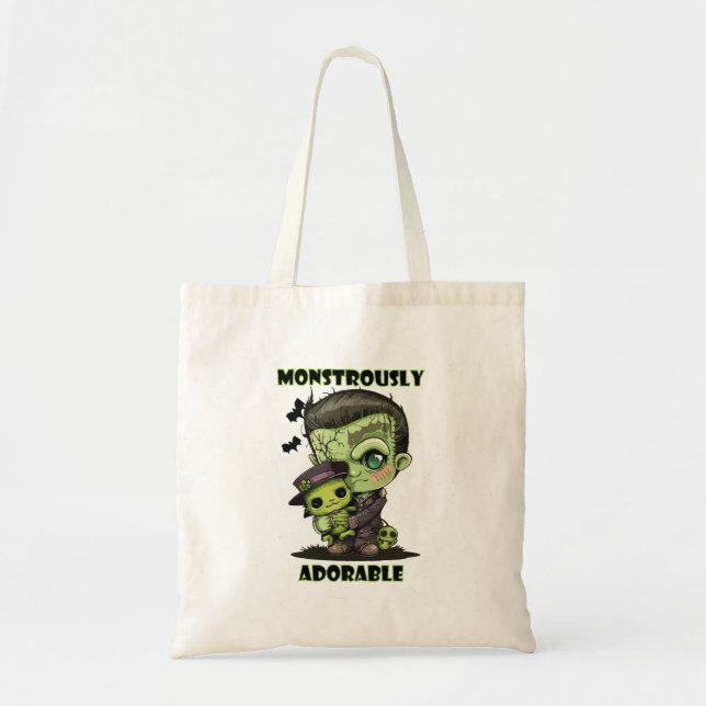 Bolsa Tote Monstro de Frankenstein Fofo com pelúcia (Frente)