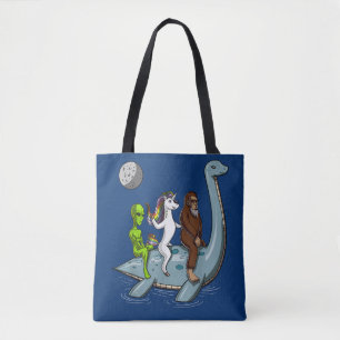Bolsa Tote Monstro do Lago Ness montado por Pé Grande Unicórn