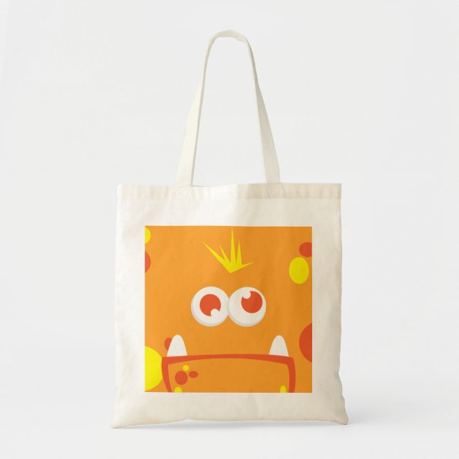 Bolsa Tote Monstro Laranja Kawaii Face Tote Bag (Frente)