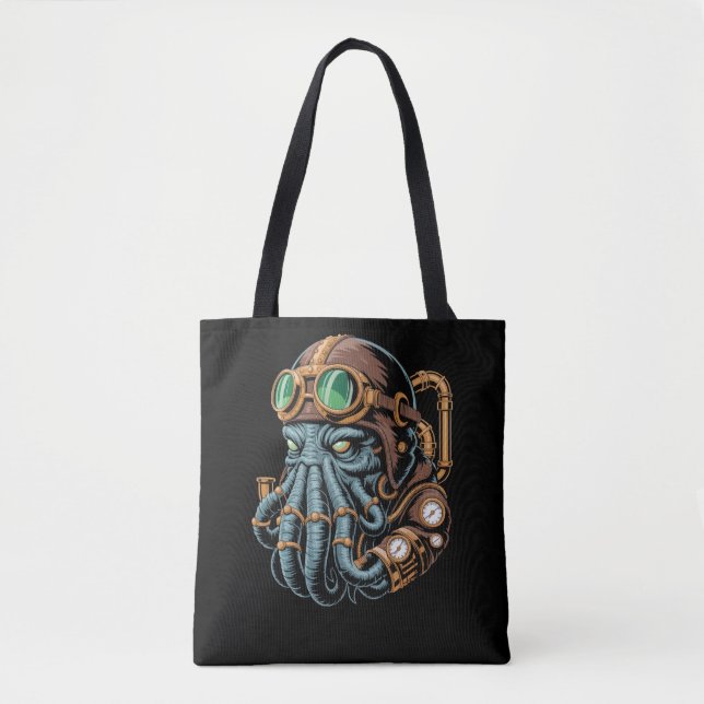Bolsa Tote monstro steampunk Cthulhu (Frente)