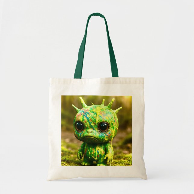 Bolsa Tote Monstro verde da goa - Impressão de uma tela branc (Frente)