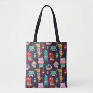 Bolsa Tote Monstros engraçados, padrão perfeito