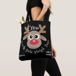 Bolsa Tote Montagem de Cartoon de Natal Bonita Reindeer Black