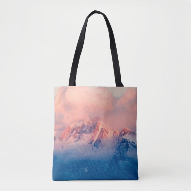 BOLSA TOTE MONTANHA COBERTA COM NEVE NO DIA (Frente)