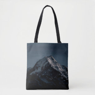 BOLSA TOTE MONTANHA COBERTA DE NEVE DURANTE A NOITE