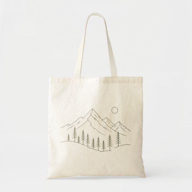 Bolsa Tote Montanha e Árvores (Frente)