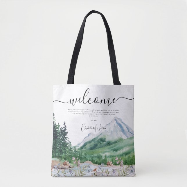 Bolsa Tote Montanha Flor Selvagem | Boas-vindas (Frente)