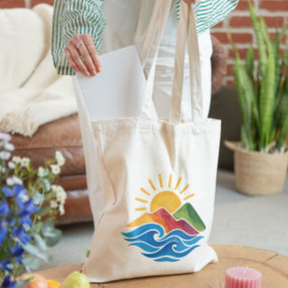 Bolsa Tote Montanha Ondas Sol Natureza