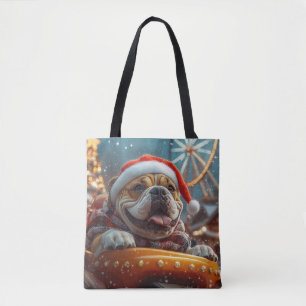 Bolsa Tote Montanha-russa de Cachorro Bullmastiff no Natal