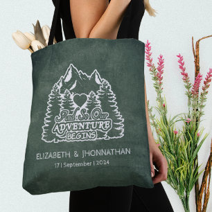 Bolsa Tote Montanhas Aventura Começa Viagem de Casamento Verd