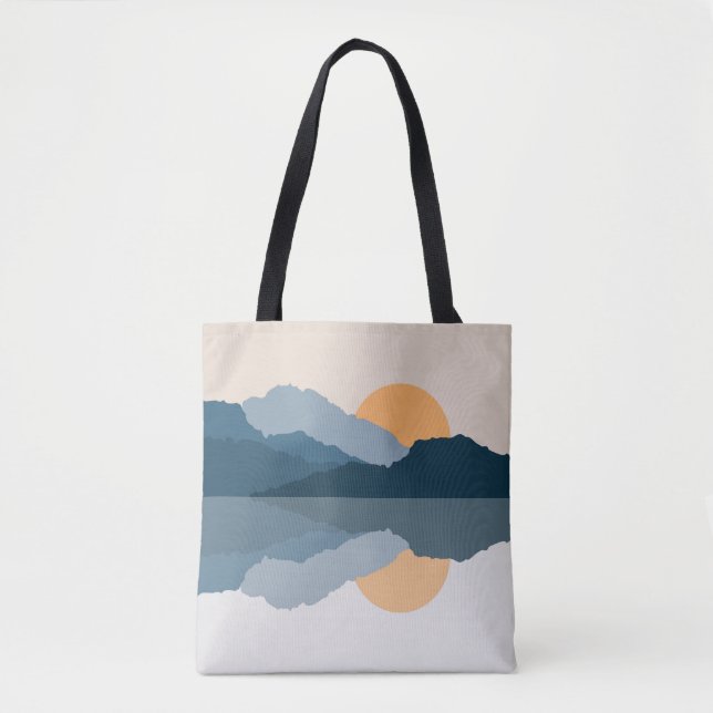 Bolsa Tote Montanhas azuis no lago (Frente)
