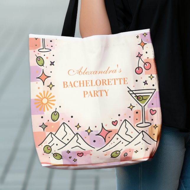 Bolsa Tote Montanhas de Coquetel Rosa e Convite de Despedida  (Criador carregado)