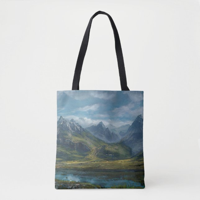 Bolsa Tote Montanhas pastagens fluviais (Frente)