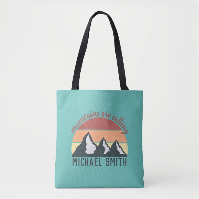 Bolsa Tote Montanhas pastéis vintage estão chamando monograma (Frente)