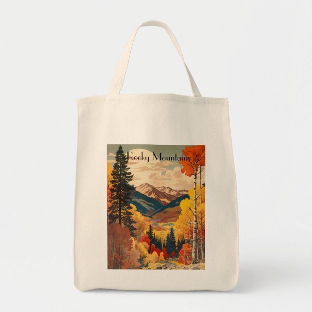 Bolsa Tote Montanhas Rochosas viagens vintage Poster (Frente)