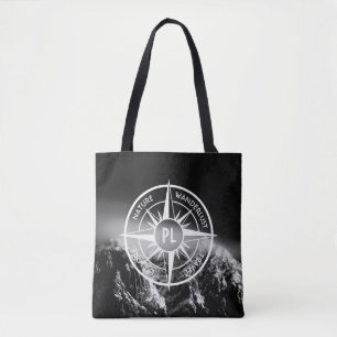 Bolsa Tote Montes dramáticos do emblema da estrela da Compass