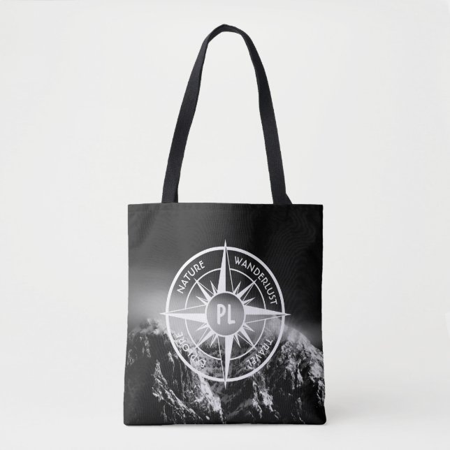Bolsa Tote Montes dramáticos do emblema da estrela da Compass (Frente)
